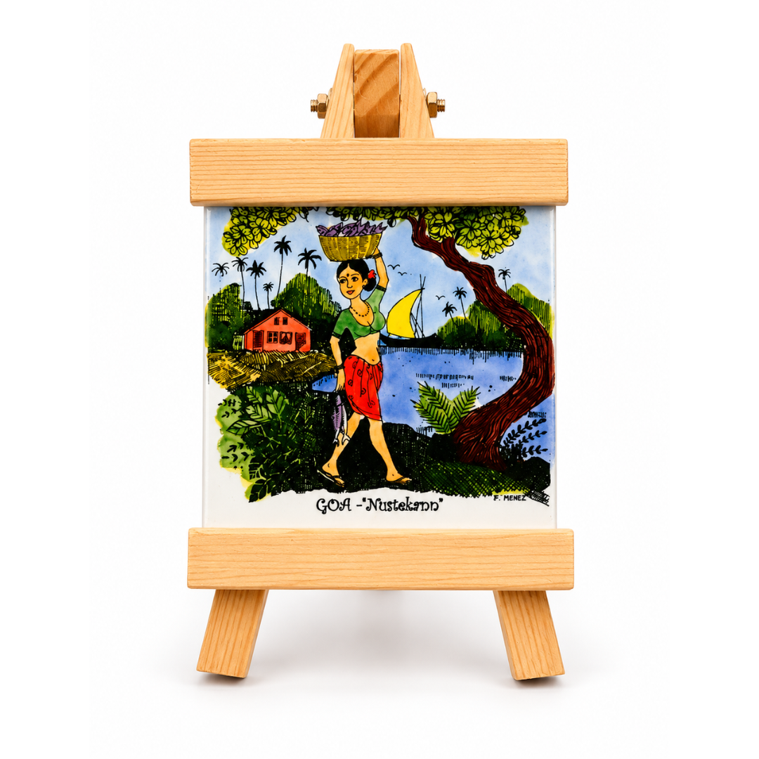 Tile on wooden stand