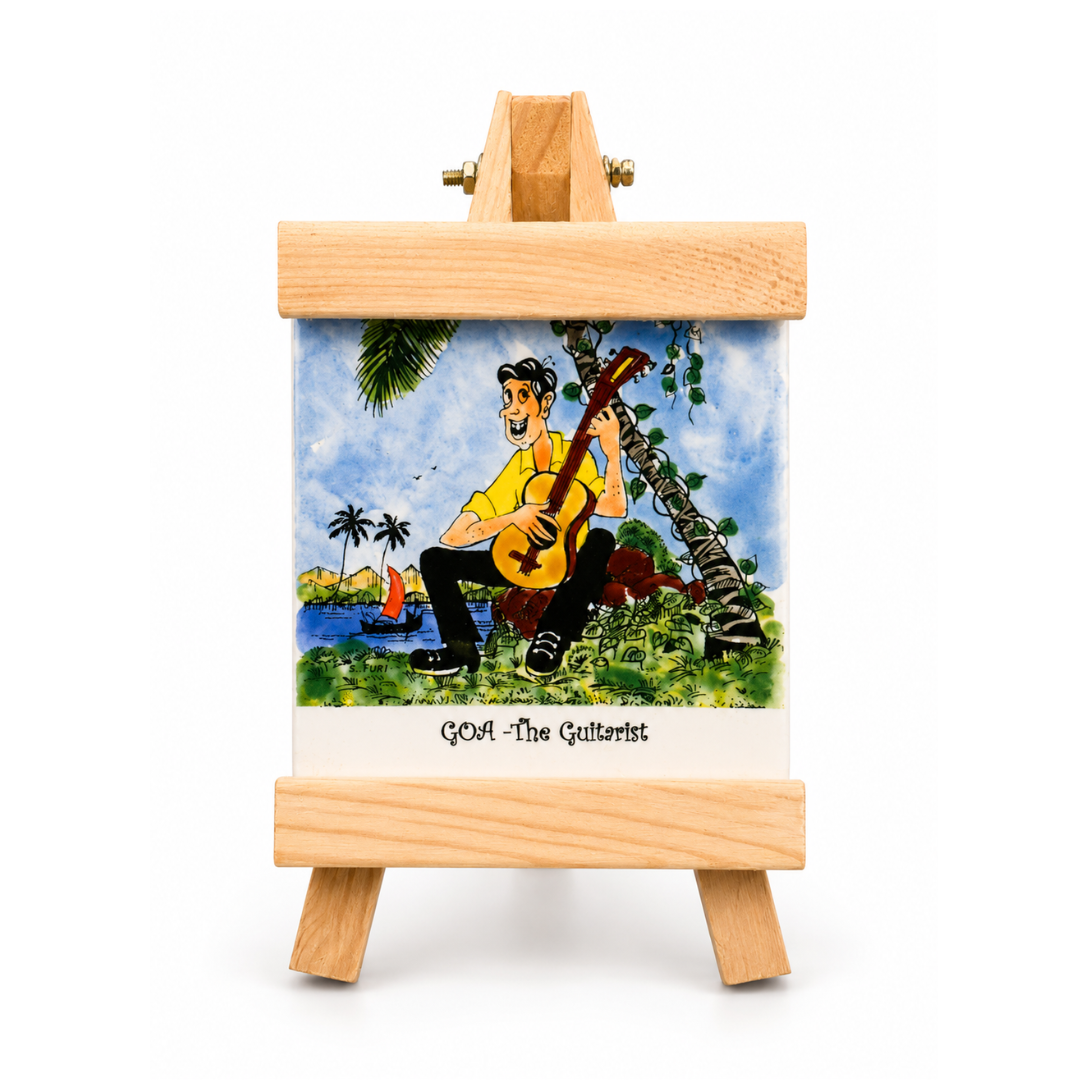 Tile on wooden stand